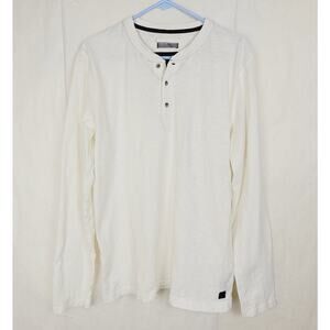 Madison Supply ivory henley shirt size large long sleeve Casual Classic Staple